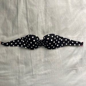 VS Victoria's Secret Black Polka Dot Flirt Bandeau Swim Bikini Top 36B